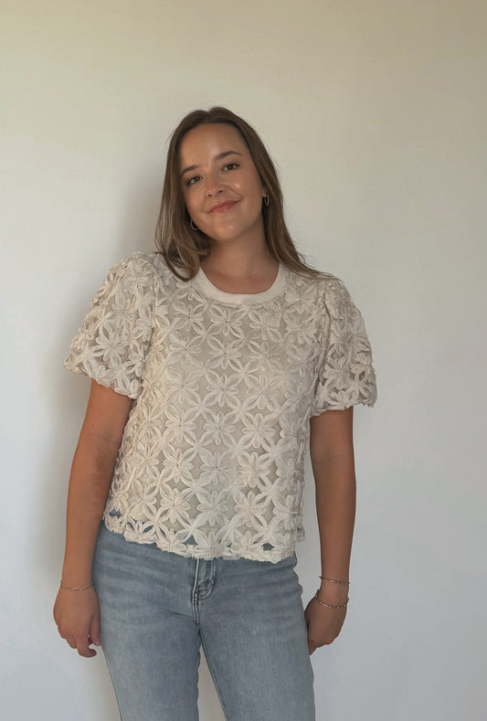 Cream Flower Top