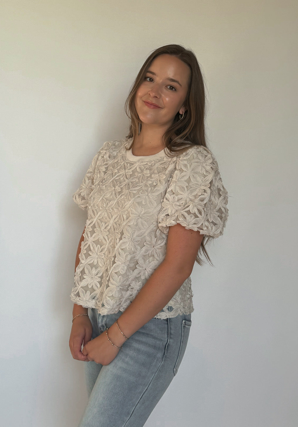 Cream Flower Top