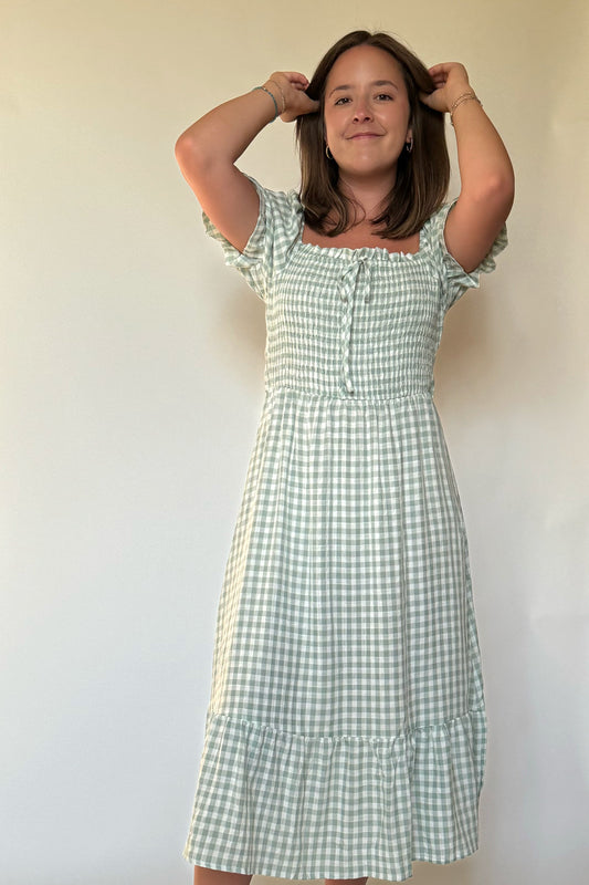 Gingham Puff Sleeve Dress